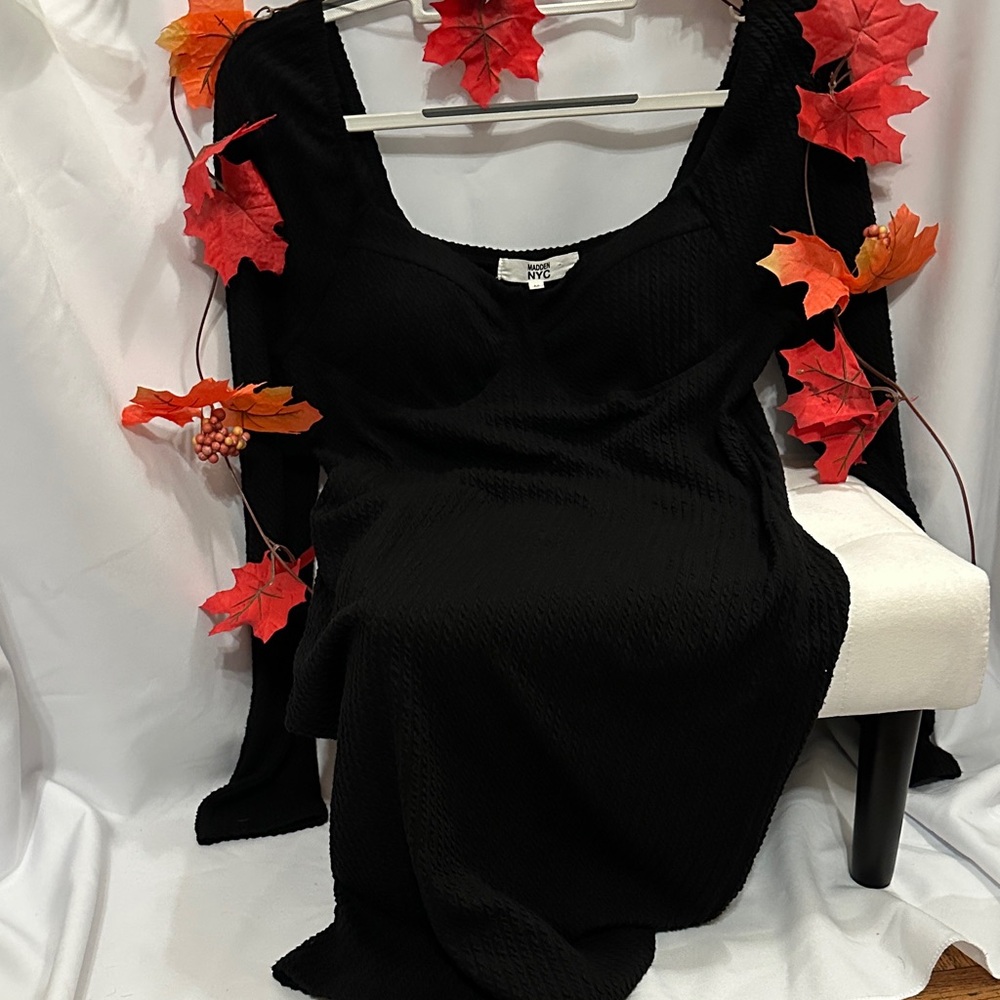 Madden NYC Black Long Sleeve Dress